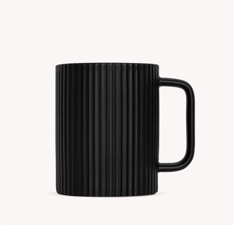 Ribbed Ceramic Mug - Jet - 2pk