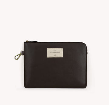 Smooth Zipper Pouch - Chocolate