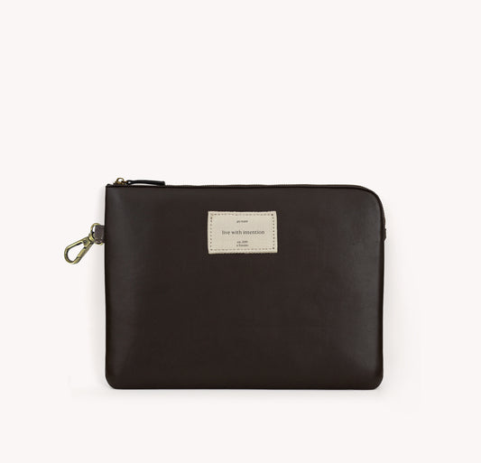 Smooth Zipper Pouch - Chocolate